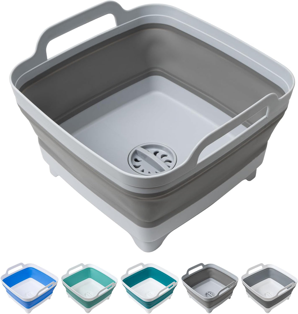 Collapsible Wash Basin with Draining Plug Carry Handles
