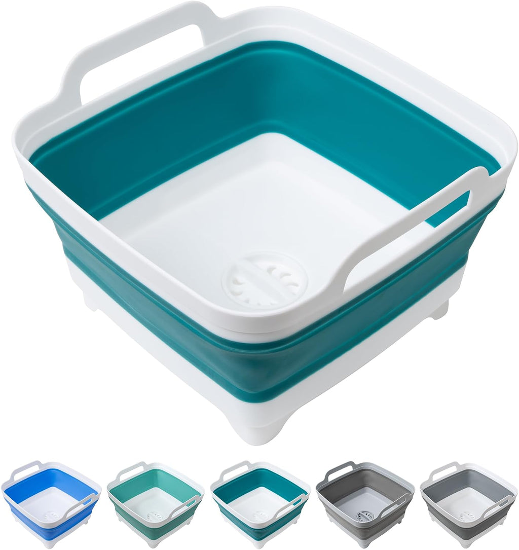 Collapsible Wash Basin with Draining Plug Carry Handles