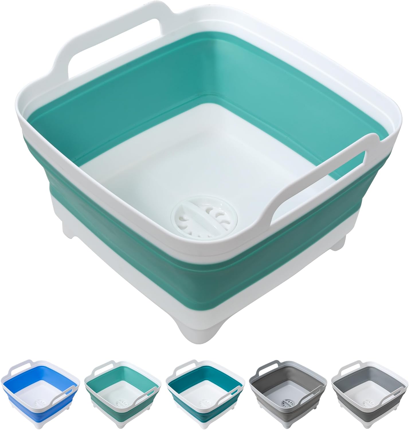 Collapsible Wash Basin with Draining Plug Carry Handles