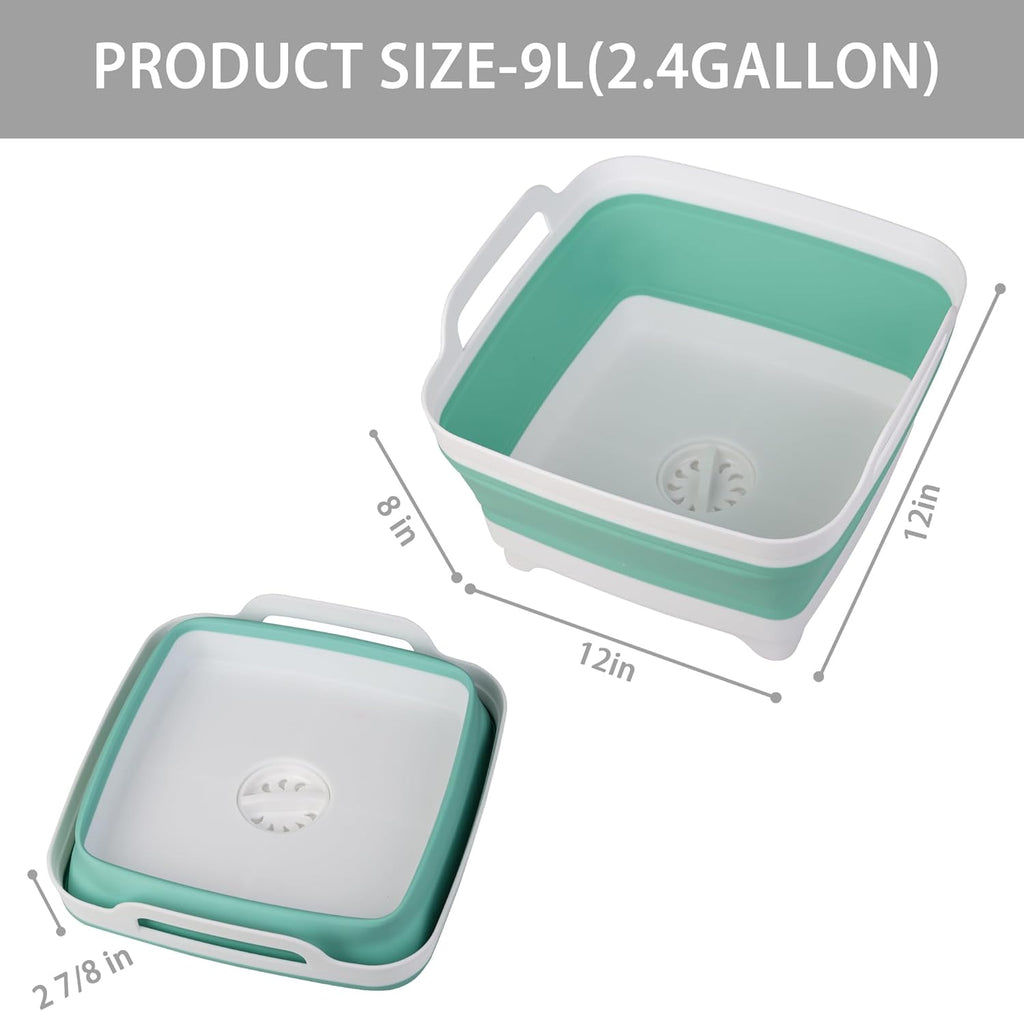 Collapsible Wash Basin with Draining Plug Carry Handles