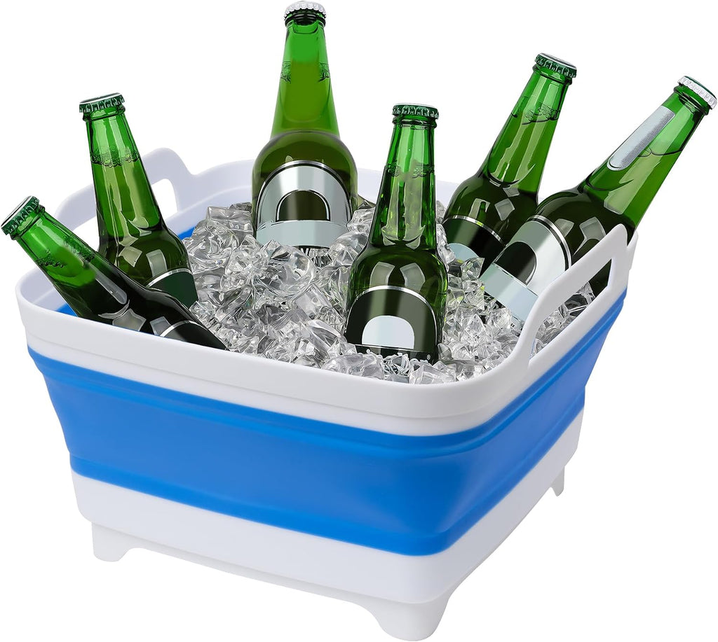 Collapsible Wash Basin with Draining Plug Carry Handles