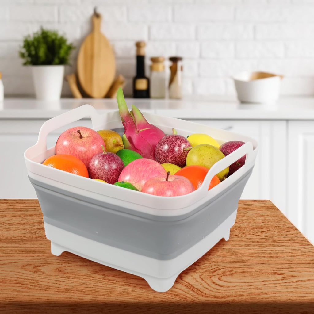 Collapsible Wash Basin with Draining Plug Carry Handles