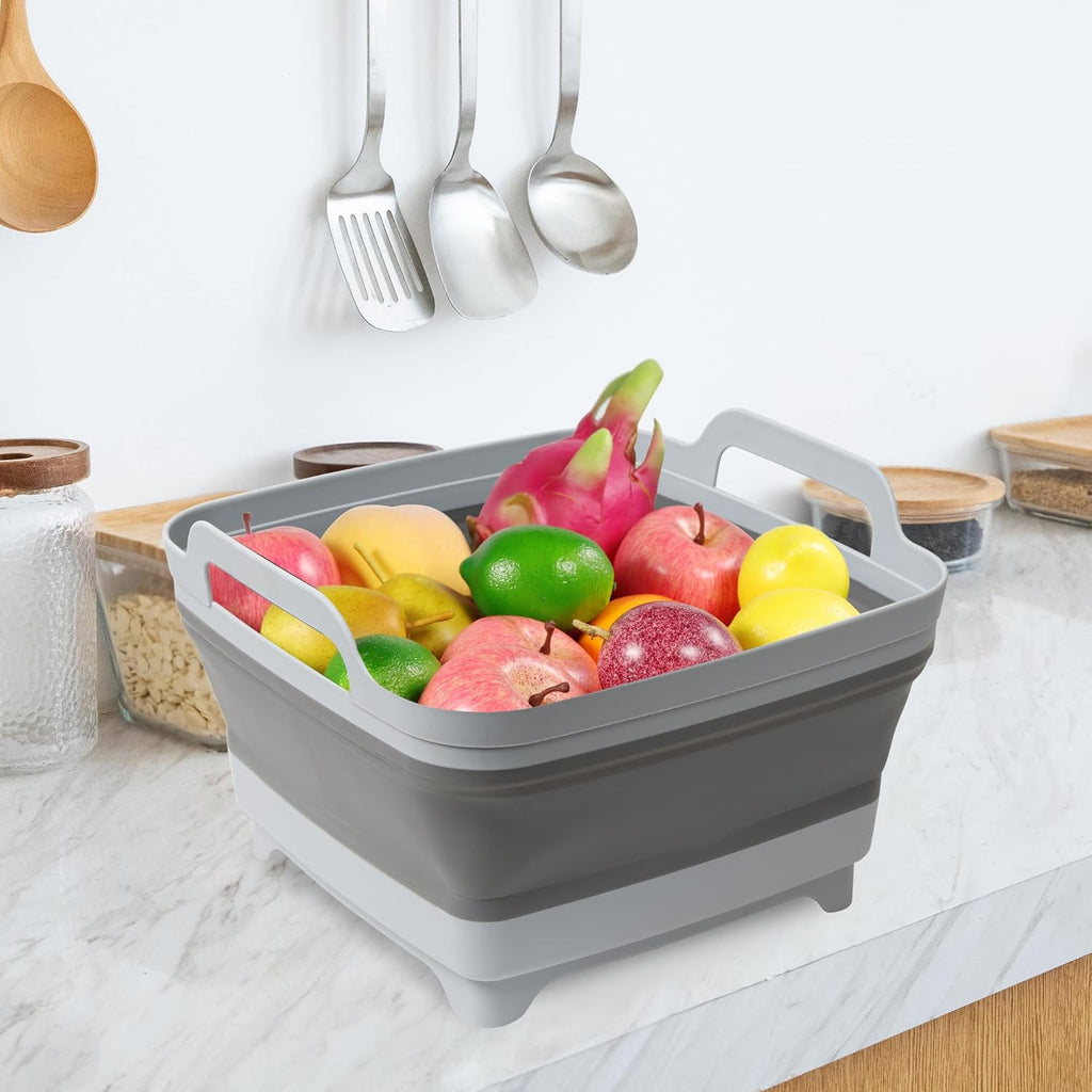 Collapsible Wash Basin with Draining Plug Carry Handles