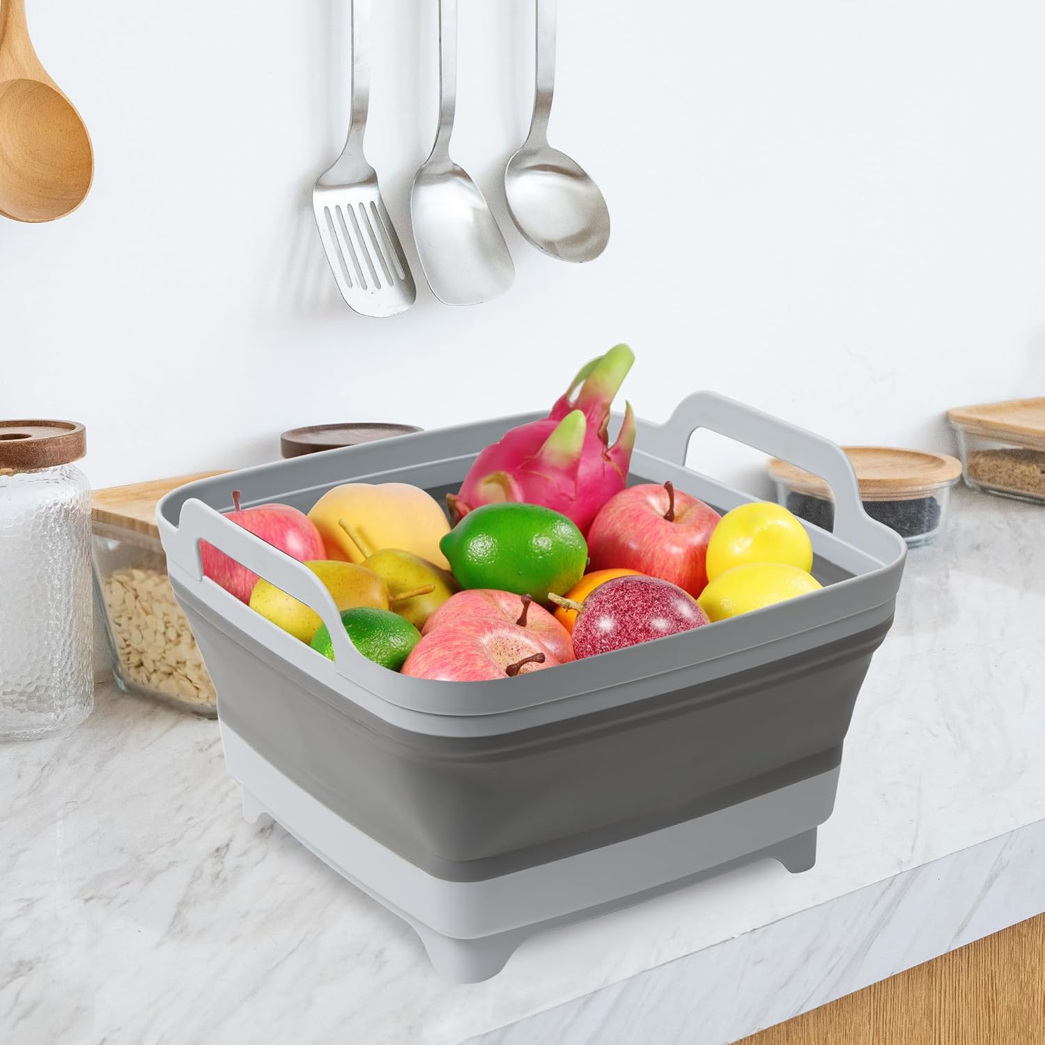 Collapsible Wash Basin with Draining Plug Carry Handles