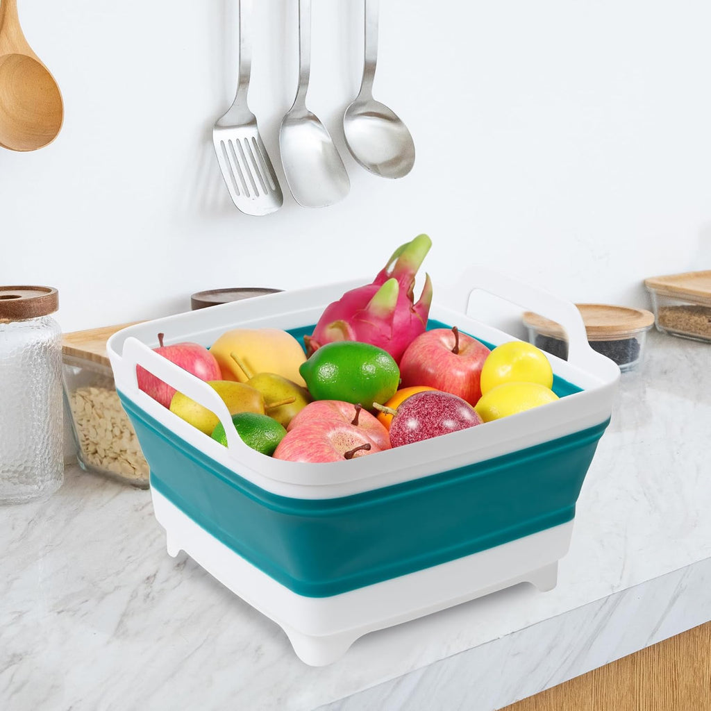 Collapsible Wash Basin with Draining Plug Carry Handles