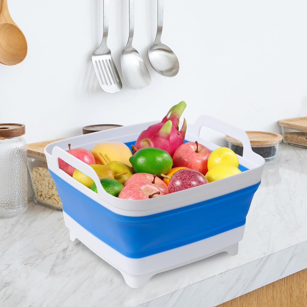 Collapsible Wash Basin with Draining Plug Carry Handles