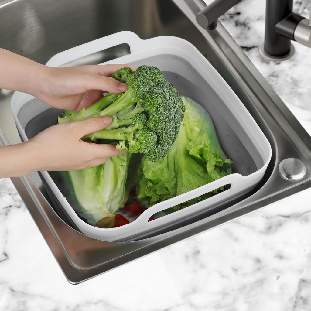 Collapsible Wash Basin with Draining Plug Carry Handles