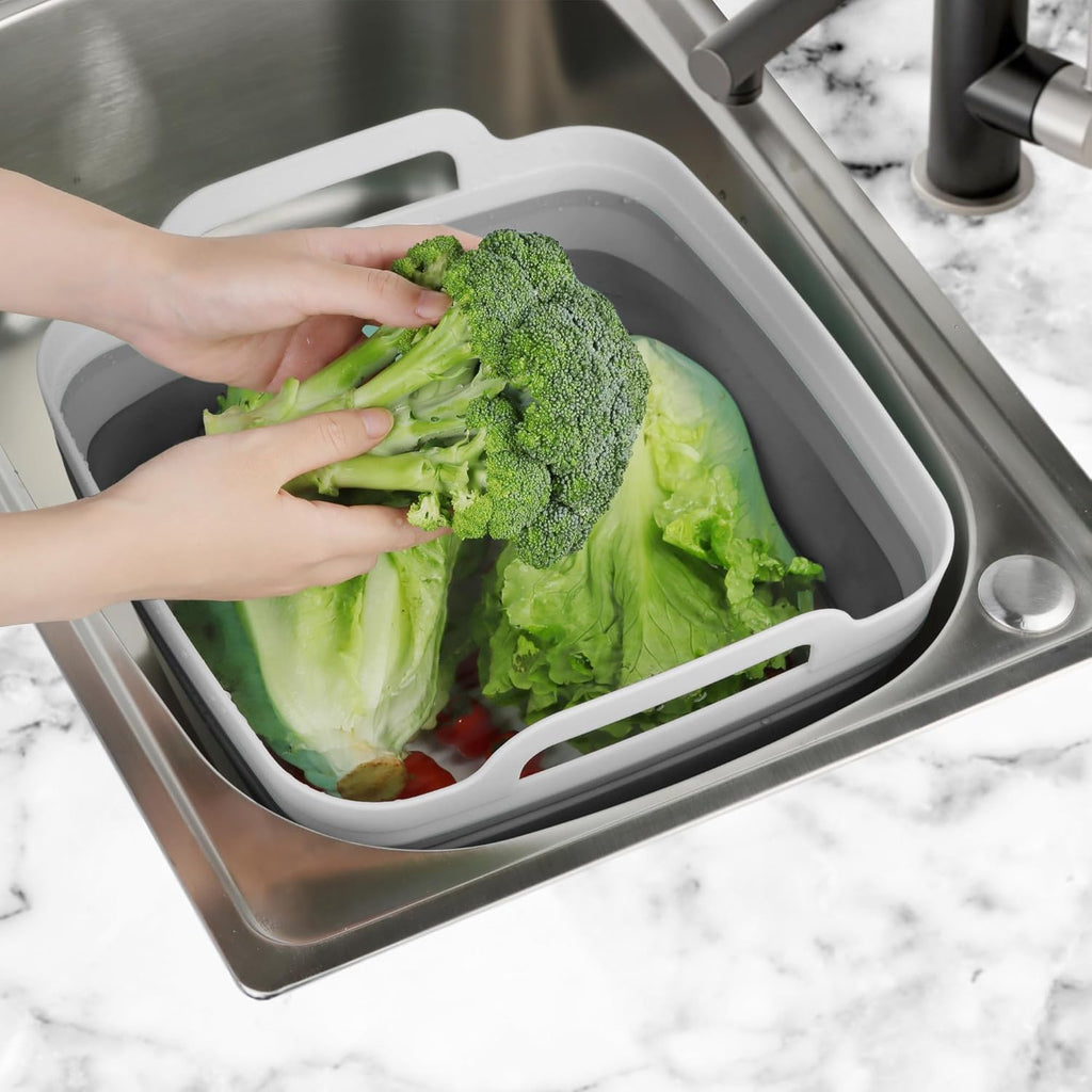 Collapsible Wash Basin with Draining Plug Carry Handles