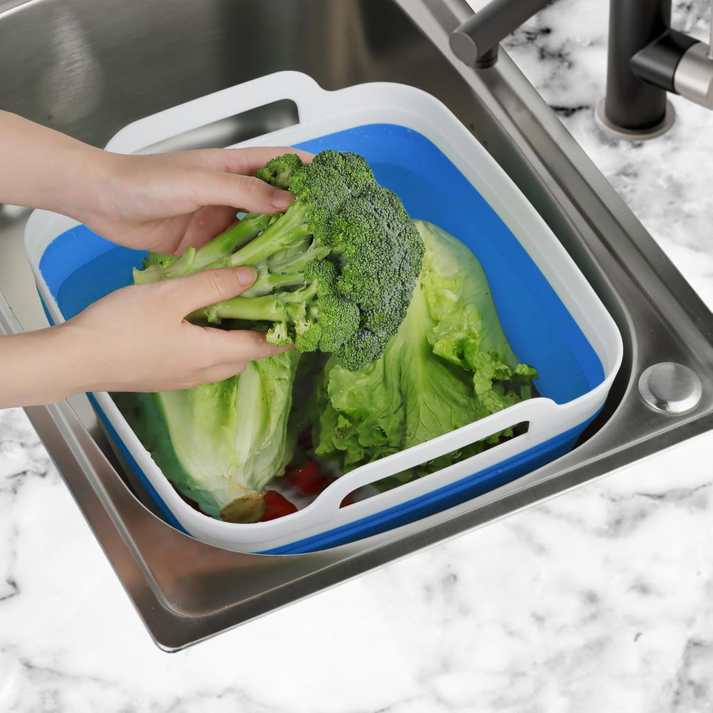 Collapsible Wash Basin with Draining Plug Carry Handles